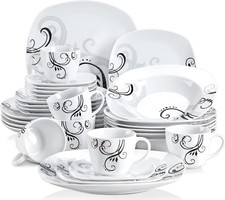 30Pc Complete Dinner Set Decal Crockery Porcelain Plates Bowls Mugs Cups Saucers