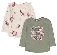 Mothercare - Girls - Floral Green/Pink T-Shirts - 2 Pack - 12-18 Months
