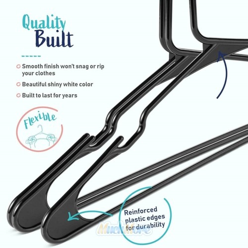 Plastic Clothes Hangers - White Standard Tubular Durable Slim Hanger Lot - 12" - Picture 6 of 42