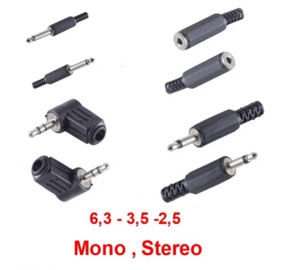 S/CONN 2 x - Klinken - Stecker , Kupplung 2,5; 3,5; 6,3; Stereo , Mono , Winkel