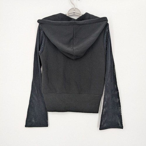 Daisy Street Zip-Up Hoodie Women Size S Bell Sleeve Mesh Embroidered Stars Goth - 第 2/7 張圖片