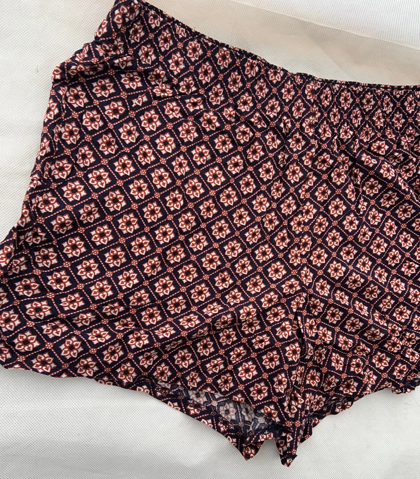 shorts papaya talla 12 azul geo estampado pierna ancha viscosa mujer Foto 3 de 4