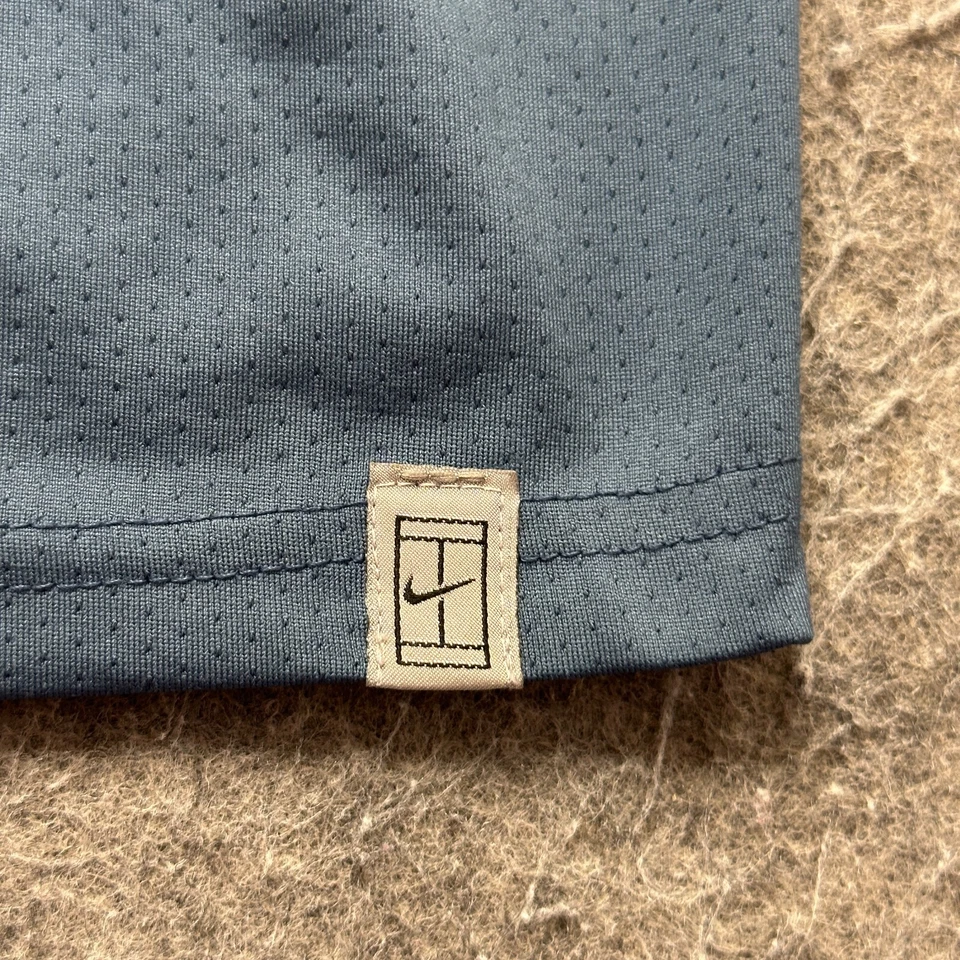 Nike Court Tennis Polo Shirt Men XL Blue Yellow Colorblock 1/4 Zip Stretch - Image 3 of 4