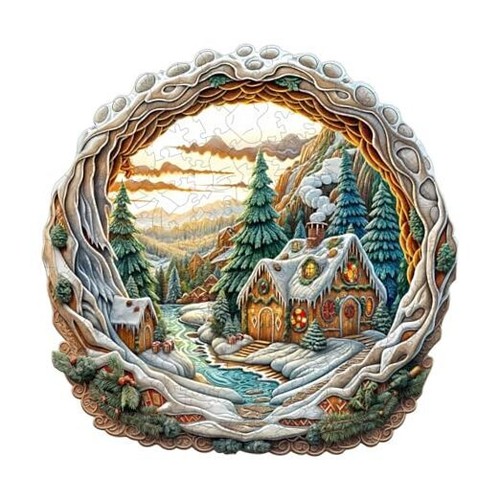 Christmas Best Gifts-Wooden Jigsaw Puzzles, Medium 3d Christmas House -2
