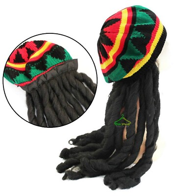 Adult Rasta Jamaican Hat Bob Marley Knitted Wig Dread Locks