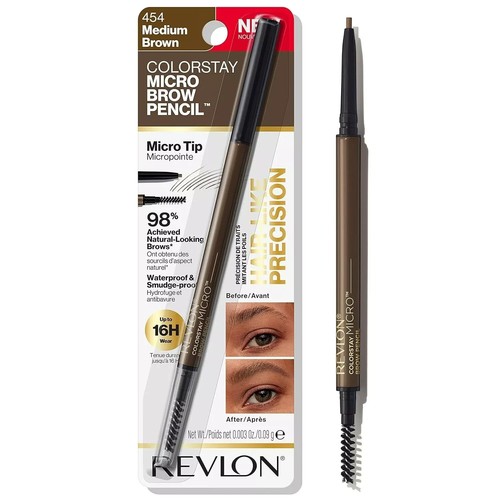 4 PACK Revlon Colorstay Micro Brow EYEBROW Pencil 454 Medium Brown NEW LOT - Picture 3 of 7