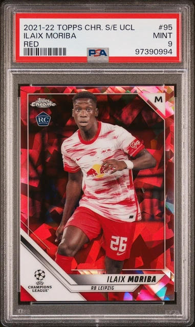 2022-2023 Topps Chrome Sapphire Edition UCL Ilaix Moriba Rookie Red /5 PSA 9
