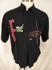Direction Vtg 80s Black Short Sleeve Rayon Einstein E=mc2 Shirt L USA Made