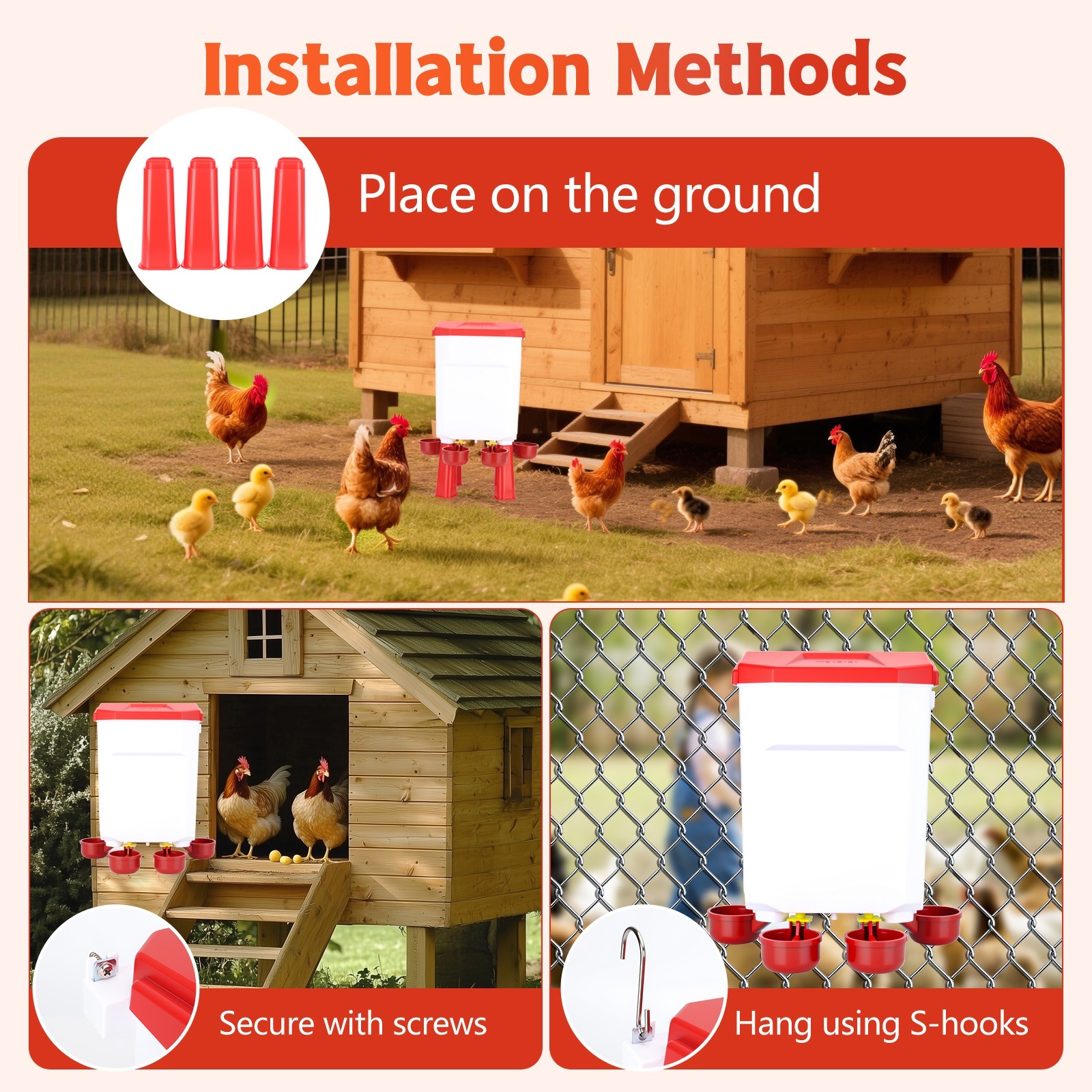Automatic Chicken Waterer Float Controlled 2 Gal Poultry Drinker for ...