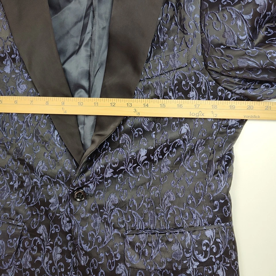 Blazer Coofandy Masculino XS Preto com Bordado Roxo Escuro Fecho de Um Botão - Imagem 4 de 4