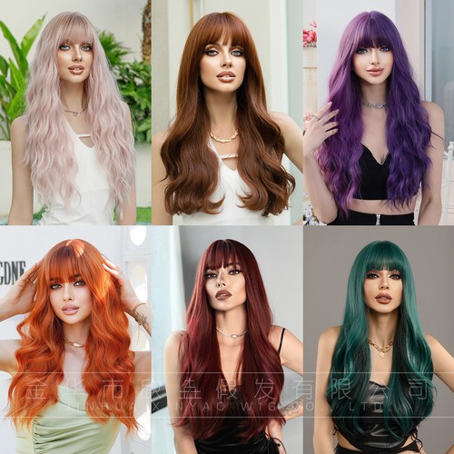 Wig, Long Curly Hair, Women's Bangs, Big Waves, Synthetic Full Head Set, Wig