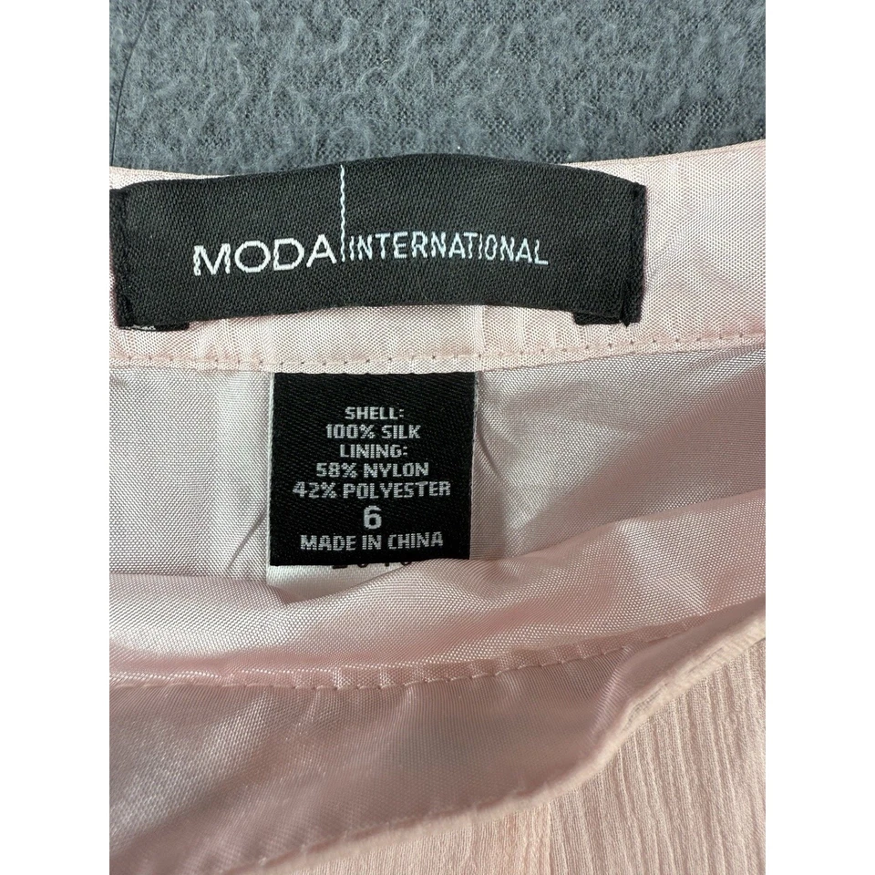 Falda MODA International Rosa Seda Gasa Forrada Floral Bordado Mujer 6 Foto 3 de 4