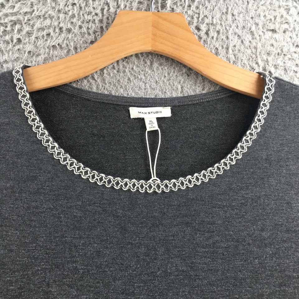 Max Studio Suéter Vestido Mujer XL Gris Tejido Manga Larga Pullover Informal NUEVO Foto 3 de 4