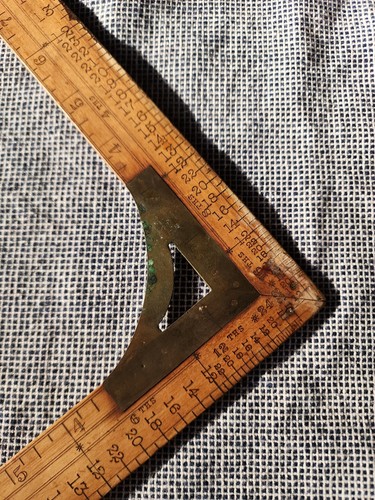 Antikes CWR Ford & Co Holz und Messing Vierkant Lineal 24" Schneider San Francisco - Bild 4 von 8