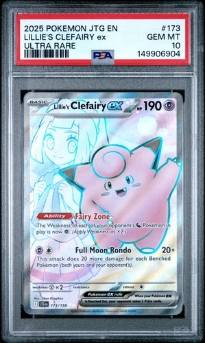 2025 POKEMON JTG EN-JOURNEY TOGETHER ULTRA RARE #173 LILLIE'S CLEFAIRY EX PSA 10