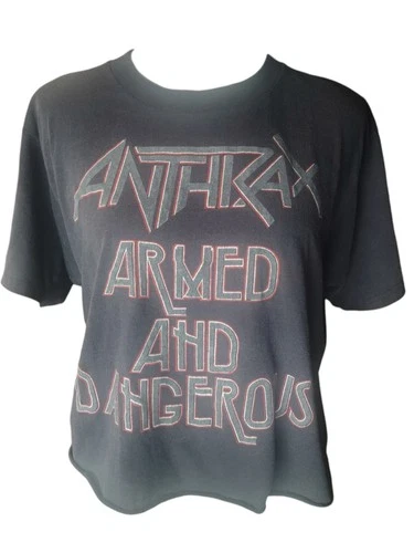 Anthrax Armed and Dangerous Tour '85 T Shirt Or 1980s vintage concert t-shirt, vintage, single stitch, B+ condition