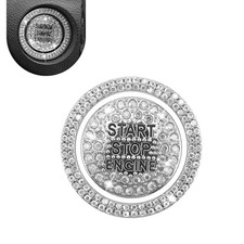 Crystal Rhinestone Car Engine Stop Decoration Ring Sticker, Sparkling White