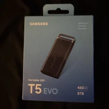 New Samsung T5 EVO 8TB Black USB 3.2 Gen 1 Portable External SSD MU-PH8T0S/AM