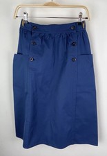 VTG GUCCI Cotton Skirt SZ 42  Waist 26   Blue Italy 100 Cotton