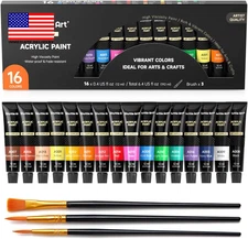 Acrylic Paint Set, 16 X12Ml Tubes Artist Quality Non Toxic Rich Pigments Colors