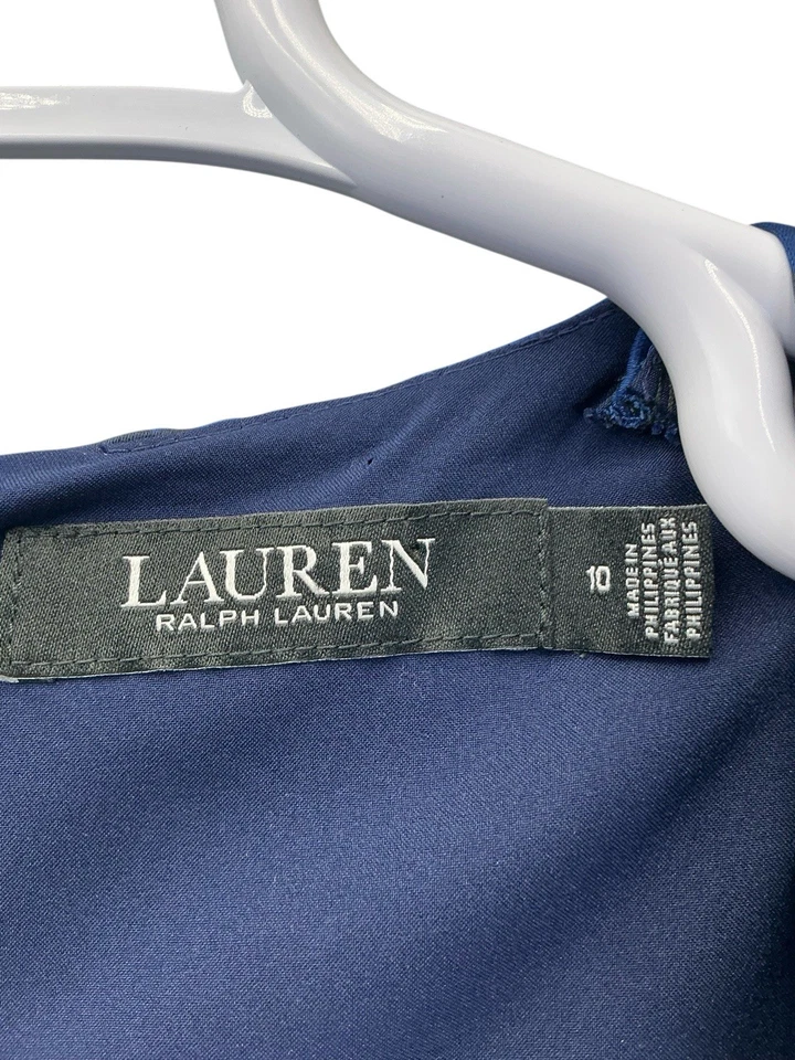 Vestido Ralph Lauren Black Label para mujer talla 10 azul marino blanco negro Foto 2 de 4