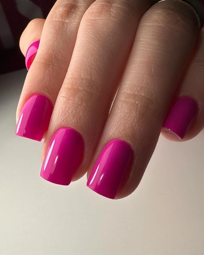 240pcs Short Press on Nails Full Cover Short Square Fake Nails Glossy Hot Pink - Picture 3 of 6