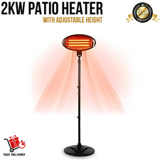2KW Electric Patio Heater Free Standing Quartz Warmer Garden Outdoor Heating