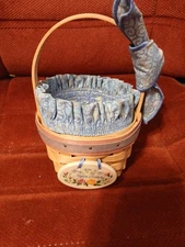 Longaberger Basket With Happy Birthday Tie On Oval Ceramic Tag, Includes Liner