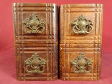 4 Antique Singer Treadle Sewing Machine Drawers OAK With Ornate Brass Handles