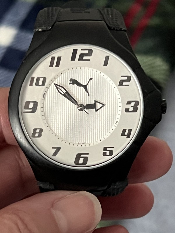 Puma Men's Silver face Sport Watch with Black Silicone Strap *Pre-owned