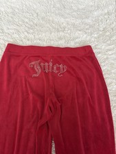 Classic Juicy Couture Bling Back Logo Sz. L Red Velour Pants. Fantastic Y2K Pair