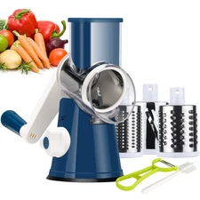Rotary Cheese Grater Hand Crank, Kitchen Shredder Speed Mandolin Slicer Nut G...