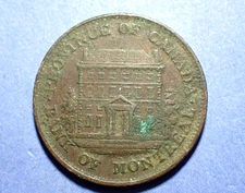 1842 Bank of Montreal Province of Canada Half Penny Token  VF details