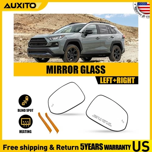 Pair Left Right Side Mirror Glass Heated with Blind Spot For Toyota RAV4 2021-23