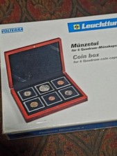 6 Coin Set Display Box Mahogany Style For 2x2 Square Quadrum Holder 2021 Morgans