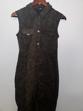 Fashion Nova brown denim button up dress Size S #dress