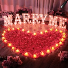 Marry Me Light up Letters Proposal Decorations Will You Marry Me Sign Rose Pe...