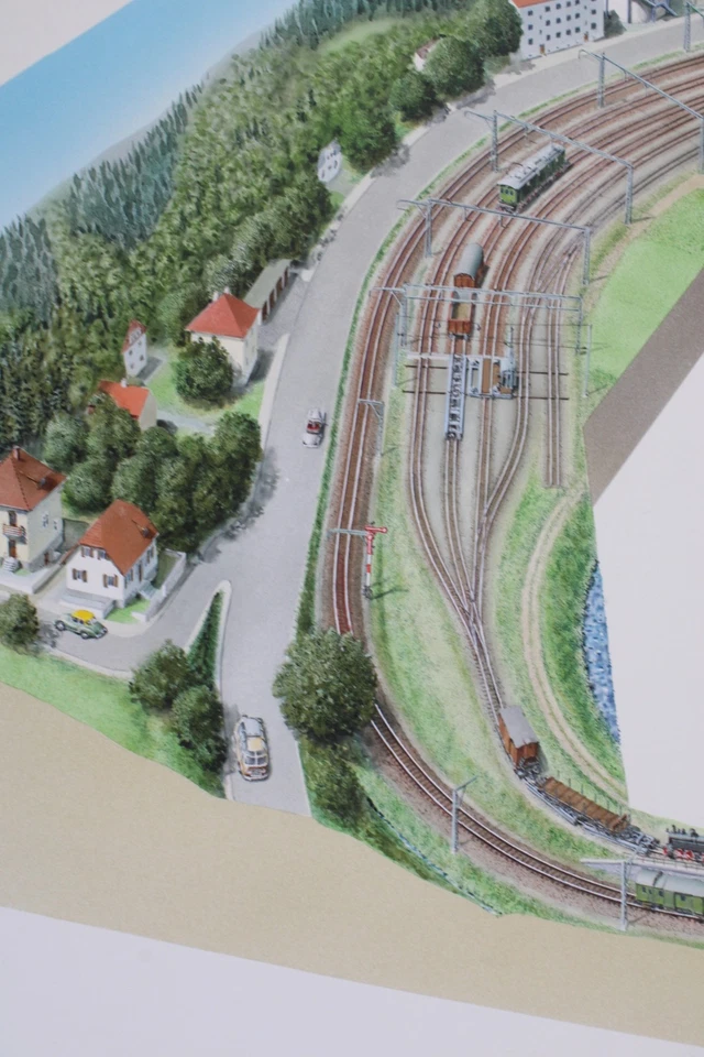 Ivo Cordes Originalzeichnung/Schaubild Modelleisenbahn "Zell-Todtnau" 2-tlg(G17) - Bild 3 von 4