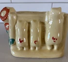 VTG Shawnee Pottery Planter Three Little Pigs on Fence Yellow