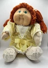 Vintage Cabbage Patch Kids Doll Red Yarn Hair Pigtails Coleco 1982 Yellow Dress