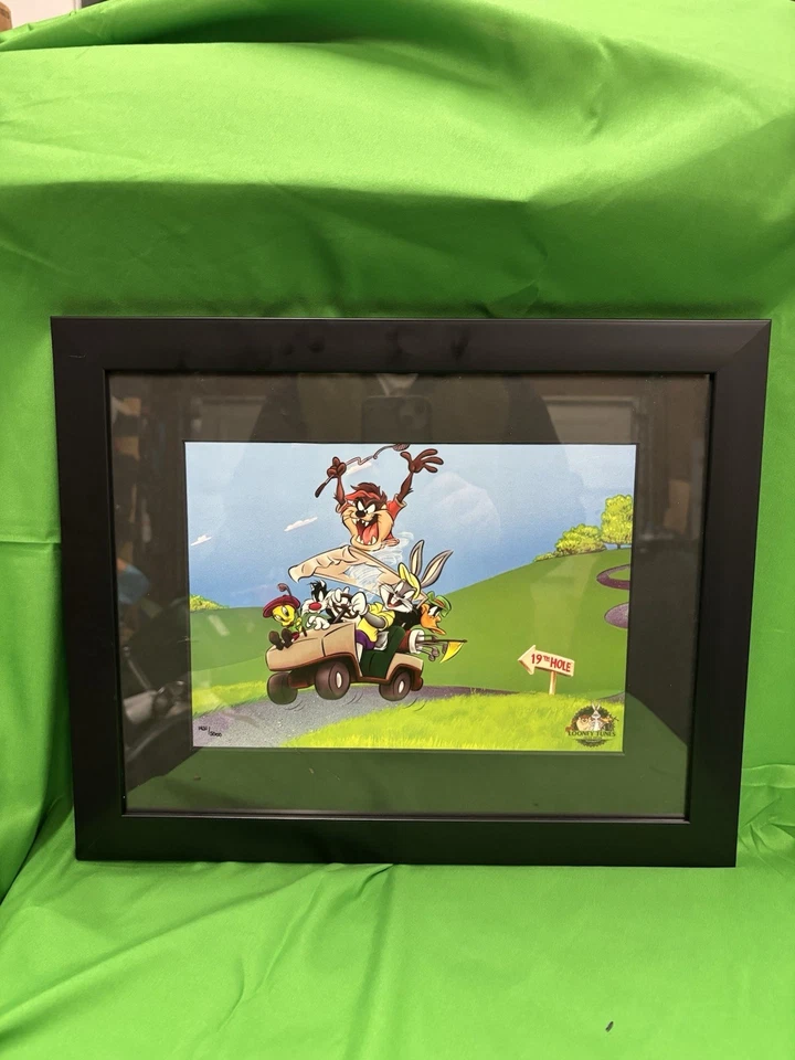 Arte de golf Looney Tunes To The 19th Hole Taz Bugs Piolín Warner Bros con certificado de autenticidad Foto 2 de 4