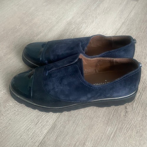 DONALD J. PLINER Cloud Dark Navy Blue Suede Leather Laceless Slip On Oxford 8M - Picture 4 of 7