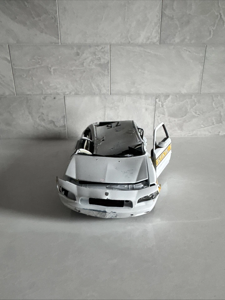 Custom Built 1:18 Illinois State Police Dodge Charger Wrecked Squad Car - Image 2 of 4