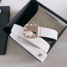 Chanel belt,Women White ,leather Gold Plated