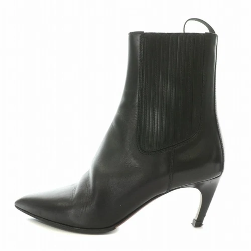 BOTTES COURTES ESSENTIELLES DIOR CHRISTIAN BOUT POINTU TALON HAUT CUIR 34,5 Occasion 2b3