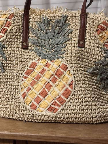 Tommy Bahama mamma tote paglia ananas abbellimento estate spiaggia vacanza crociera - Foto 3 di 11