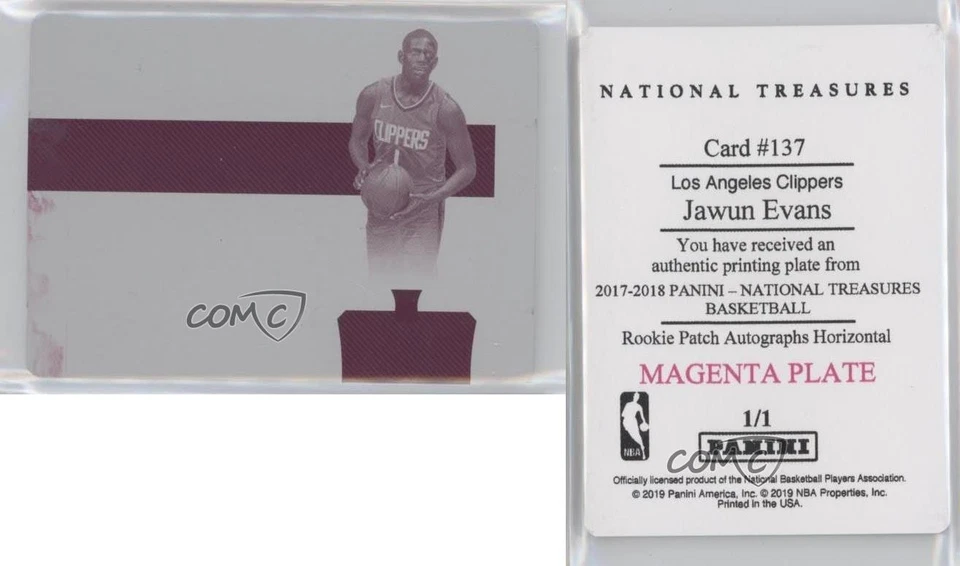 2017-18 National Treasures Printing Plate Magenta 1/1 Jawun Evans Rookie RC 1k5 - Image 3 of 3