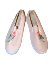 American Eagle by Payless Women's Pink Floral Slip-on Canvas Sneakers #176023 8W