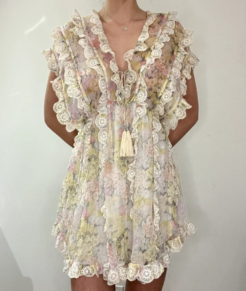 Zimmerman Valour Scallop Ruffle Dress in Pastel Yellow - Image 2 of 4