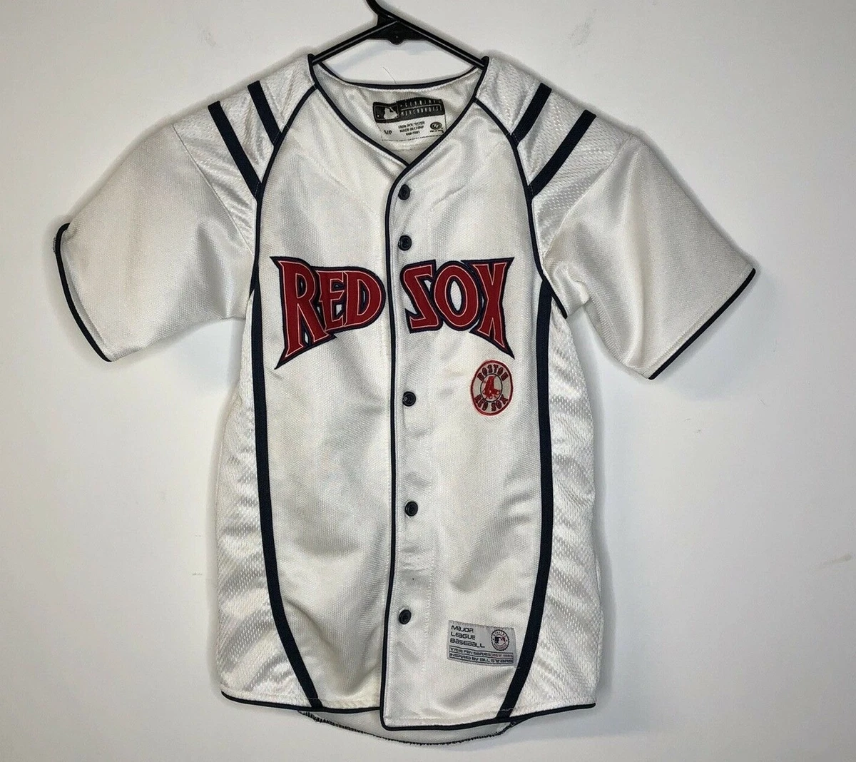 Youth Boston Red Sox Jersey Button Front Size Small Boys MLB Baseball White  Blue